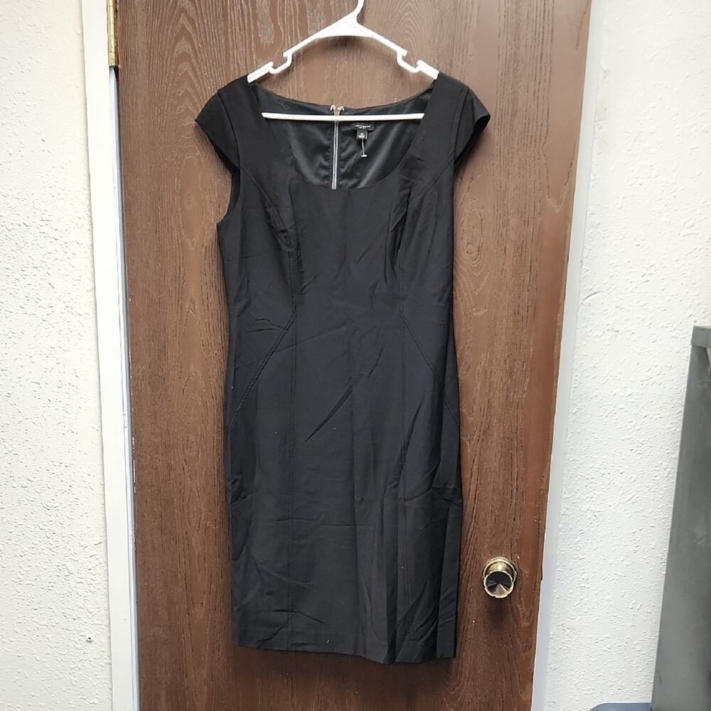 Ann Taylor Black Cap Sleeve Midi Dress